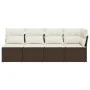 Garden sofa with cushions 4 seater brown synthetic rattan by , Outdoor sofas - Ref: Foro24-366202, Price: 256,80 €, Discount: %