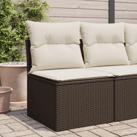 Garden sofa without armrests with brown PE rattan cushions by , Outdoor sofas - Ref: Foro24-366199, Price: 65,44 €, Discount: %
