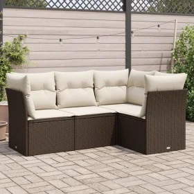 4-piece garden sofa set and brown synthetic rattan cushions by , Garden sets - Ref: Foro24-3217583, Price: 293,03 €, Discount: %