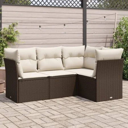 4-piece garden sofa set and brown synthetic rattan cushions by , Garden sets - Ref: Foro24-3217583, Price: 293,03 €, Discount: %