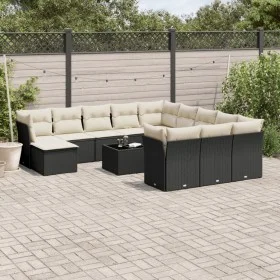 Garden sofa and cushion set 13 pieces black synthetic rattan by , Garden sets - Ref: Foro24-3250475, Price: 786,91 €, Discoun...