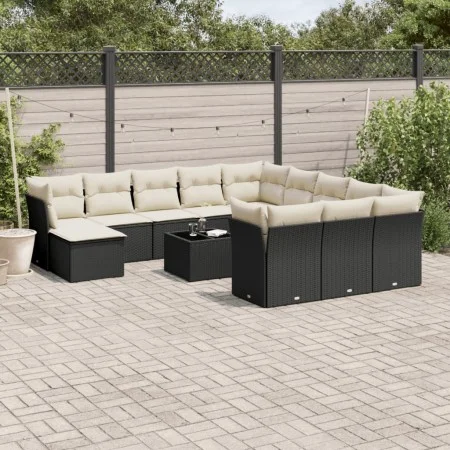 Gartensofa- und Kissenset 13-teilig aus schwarzem synthetischem Rattan von , Gartensets - Ref: Foro24-3250475, Preis: 786,91 ...