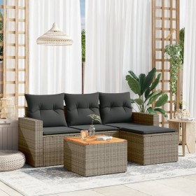 Garden sofa set with cushions 5 pieces gray synthetic rattan by , Garden sets - Ref: Foro24-3224093, Price: 275,48 €, Discoun...