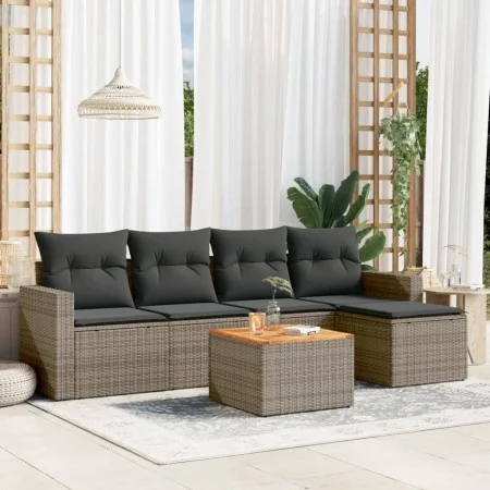 6-teiliges Gartenmöbel-Set und graue synthetische Rattankissen von , Gartensets - Ref: Foro24-3224100, Preis: 326,49 €, Rabat...