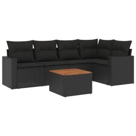 6-piece garden sofa set and black synthetic rattan cushions by , Garden sets - Ref: Foro24-3224109, Price: 385,01 €, Discount: %