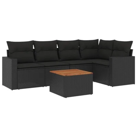 6-teiliges Gartensofa-Set und schwarze synthetische Rattankissen von , Gartensets - Ref: Foro24-3224109, Preis: 384,82 €, Rab...