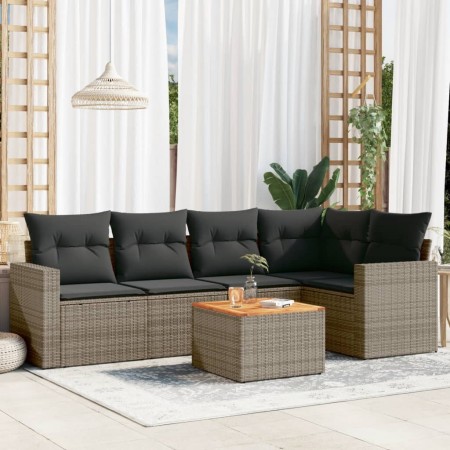 6-teiliges Gartenmöbel-Set und graue synthetische Rattankissen von , Gartensets - Ref: Foro24-3224114, Preis: 356,21 €, Rabat...