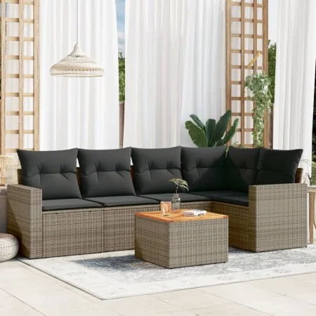 Set de muebles de jardín 6 pzas y cojines ratán sintético gris de , Conjuntos de jardín - Ref: Foro24-3224114, Precio: 356,26...