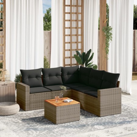Set de muebles de jardín 6 pzas y cojines ratán sintético gris de , Conjuntos de jardín - Ref: Foro24-3224121, Precio: 357,88 €