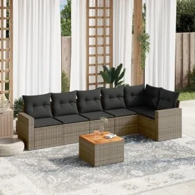 7-piece garden sofa set with gray PE rattan cushions by , Garden sets - Ref: Foro24-3224135, Price: 411,63 €, Discount: %