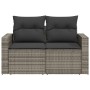 Gartensofa mit Kissen, 2-Sitzer, graues synthetisches Rattan von , Outdoor-Sofas - Ref: Foro24-366140, Preis: 165,19 €, Rabat...