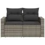 Gartensofa mit Kissen, 2-Sitzer, graues synthetisches Rattan von , Outdoor-Sofas - Ref: Foro24-366140, Preis: 162,38 €, Rabat...