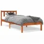 Solid wax brown pine wood bed frame 100x200 cm by , Beds and slatted bases - Ref: Foro24-844807, Price: 71,85 €, Discount: %