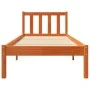 Solid wax brown pine wood bed frame 100x200 cm by , Beds and slatted bases - Ref: Foro24-844807, Price: 71,85 €, Discount: %