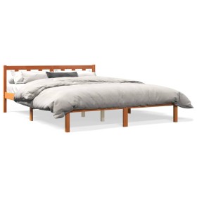 Bettgestell aus massivem Kiefernholz in Wachsbraun, 160 x 200 cm von , Betten und Lattenroste - Ref: Foro24-844811, Preis: 99...