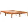 Solid wax brown pine wood bed frame 140x190 cm by , Beds and slatted bases - Ref: Foro24-844845, Price: 81,05 €, Discount: %