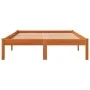 Solid wax brown pine wood bed frame 140x190 cm by , Beds and slatted bases - Ref: Foro24-844845, Price: 81,05 €, Discount: %