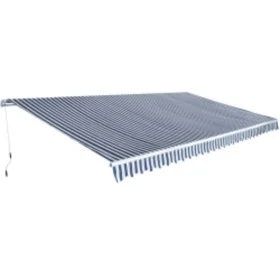Folding manual operation awning, 600 cm blue and white. by vidaXL, Awnings - Ref: Foro24-276352, Price: 522,80 €, Discount: %