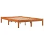 Bettgestell aus massivem, wachsbraunem Kiefernholz, 120 x 190 cm von , Betten und Lattenroste - Ref: Foro24-844839, Preis: 76...