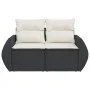 2-Sitzer-Gartensofa mit schwarzen synthetischen Rattankissen von , Outdoor-Sofas - Ref: Foro24-366018, Preis: 176,01 €, Rabat...