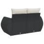 2-seater garden sofa with black synthetic rattan cushions by , Outdoor sofas - Ref: Foro24-366018, Price: 169,34 €, Discount: %