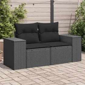 2-Sitzer-Gartensofa mit schwarzen synthetischen Rattankissen von , Outdoor-Sofas - Ref: Foro24-365974, Preis: 226,06 €, Rabat...