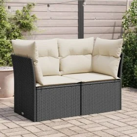 2-seater garden sofa with black synthetic rattan cushions by , Outdoor sofas - Ref: Foro24-366013, Price: 150,15 €, Discount: %