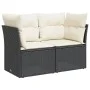 2-seater garden sofa with black synthetic rattan cushions by , Outdoor sofas - Ref: Foro24-366013, Price: 150,15 €, Discount: %