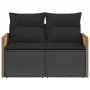 2-seater garden sofa with black synthetic rattan cushions by , Outdoor sofas - Ref: Foro24-365995, Price: 157,57 €, Discount: %