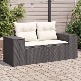 2-seater garden sofa with black synthetic rattan cushions by , Outdoor sofas - Ref: Foro24-366007, Price: 151,02 €, Discount: %