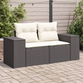 2-seater garden sofa with black synthetic rattan cushions by , Outdoor sofas - Ref: Foro24-366007, Price: 171,00 €, Discount: %