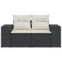 2-Sitzer-Gartensofa mit schwarzen synthetischen Rattankissen von , Outdoor-Sofas - Ref: Foro24-366007, Preis: 151,02 €, Rabat...