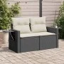2-Sitzer-Gartensofa mit schwarzen synthetischen Rattankissen von , Outdoor-Sofas - Ref: Foro24-366005, Preis: 152,92 €, Rabat...