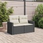 2-Sitzer-Gartensofa mit schwarzen synthetischen Rattankissen von , Outdoor-Sofas - Ref: Foro24-366005, Preis: 142,34 €, Rabat...