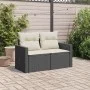 2-Sitzer-Gartensofa mit schwarzen synthetischen Rattankissen von , Outdoor-Sofas - Ref: Foro24-366005, Preis: 152,92 €, Rabat...