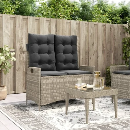 Garden recliner with gray synthetic rattan cushions by , garden benches - Ref: Foro24-368241, Price: 187,51 €, Discount: %