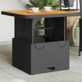 Garden table synthetic rattan and solid black acacia 70x70x72cm by , Garden tables - Ref: Foro24-368269, Price: 107,92 €, Dis...