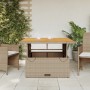 Garden table acacia wood and beige PE rattan 110x110x71 cm by , Garden tables - Ref: Foro24-368274, Price: 189,18 €, Discount: %