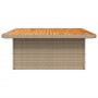 Mesa de jardín madera de acacia y ratán PE beige 110x110x71 cm