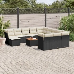Garden sofa and cushion set 13 pieces black synthetic rattan by , Garden sets - Ref: Foro24-3223984, Price: 774,12 €, Discoun...