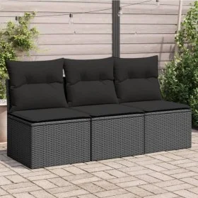 3-Sitzer-Gartensofa mit PE-Rattankissen in Schwarz von , Outdoor-Sofas - Ref: Foro24-365988, Preis: 157,69 €, Rabatt: %