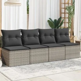 Garden sofa with cushions 4 seater gray synthetic rattan by , Outdoor sofas - Ref: Foro24-366116, Price: 209,06 €, Discount: %