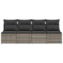 Sofá de jardín con cojines 4 plazas ratán sintético gris de , Sofás de exterior - Ref: Foro24-366116, Precio: 205,43 €