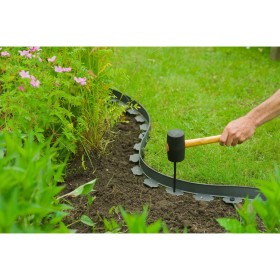 Nature Garden Edging Set with Spikes Gray 5 cm x 10 m by , Garden edging and edging - Ref: Foro24-447506, Price: 49,79 €, Dis...