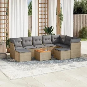 Gartensofa-Set mit beigen Kissen, 10-teilig, synthetisches Rattan von , Gartensets - Ref: Foro24-3223966, Preis: 564,08 €, Ra...