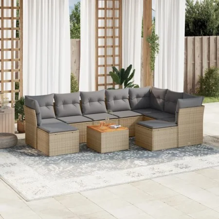 Garden sofa set with beige cushions 10 pieces synthetic rattan by , Garden sets - Ref: Foro24-3223966, Price: 564,08 €, Disco...