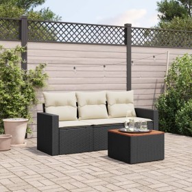 4-piece garden sofa set with black synthetic rattan cushions by , Garden sets - Ref: Foro24-3223991, Price: 231,96 €, Discoun...