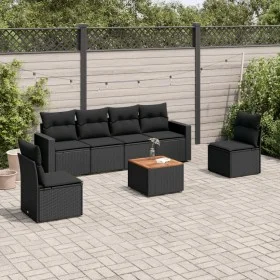 7-teiliges Garten-Esszimmerset und Kissen synthetisches Rattan schwarz von , Gartensets - Ref: Foro24-3224067, Preis: 419,04 ...
