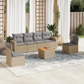 7-piece garden sofa set and beige synthetic rattan cushions by , Garden sets - Ref: Foro24-3224071, Price: 415,96 €, Discount: %