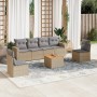 7-teiliges Gartensofa-Set und beigefarbene synthetische Rattankissen von , Gartensets - Ref: Foro24-3224071, Preis: 393,61 €,...